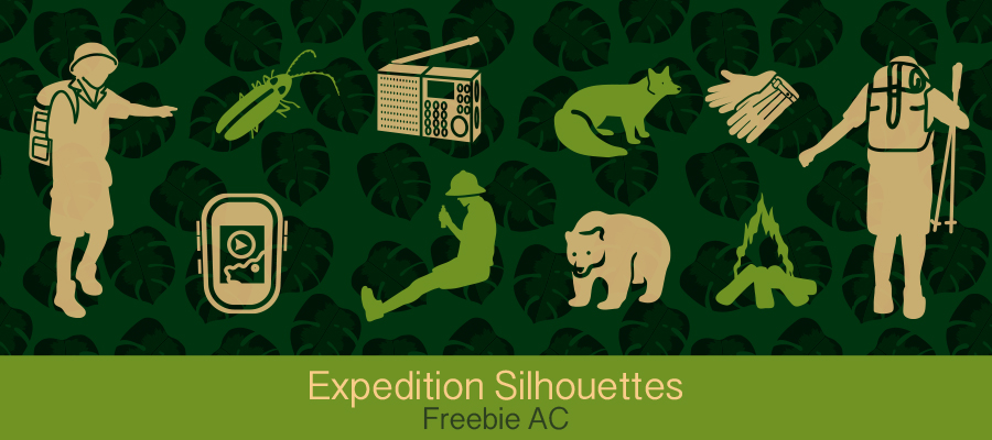 探検シルエット素材